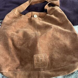 Haute Hippie Shoulder Tote Bag, Brown suede